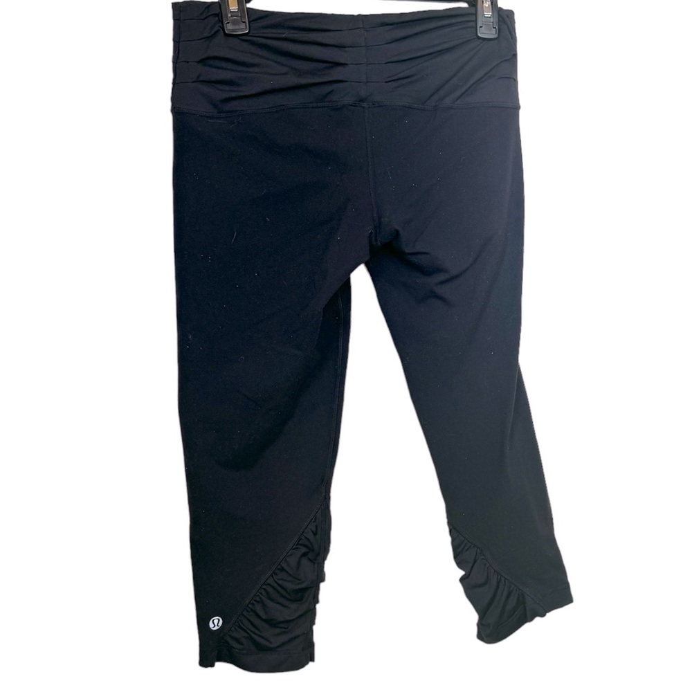 Lululemon Ruched Waist & Hem Crop Pants Capri Luon Stretch Gathered Mid Rise 10